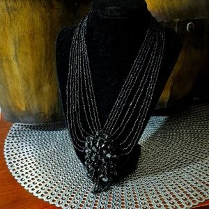 Elegant Black Beaded Necklace